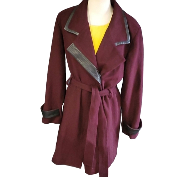 Badgley Mischka woman's belted pea wool blend coat size xl - Picture 1 of 14